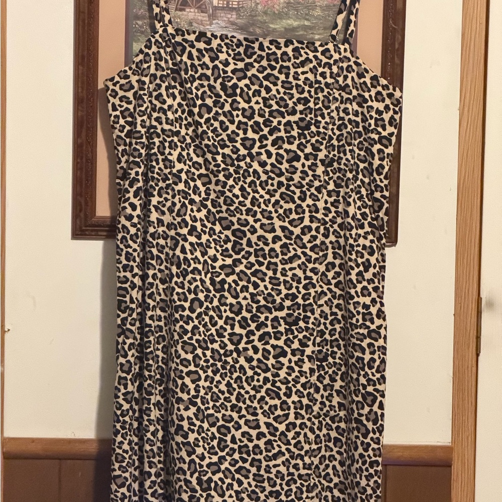 Abercrombie & Fitch Leopard Print Slip Dress - Beige & Black